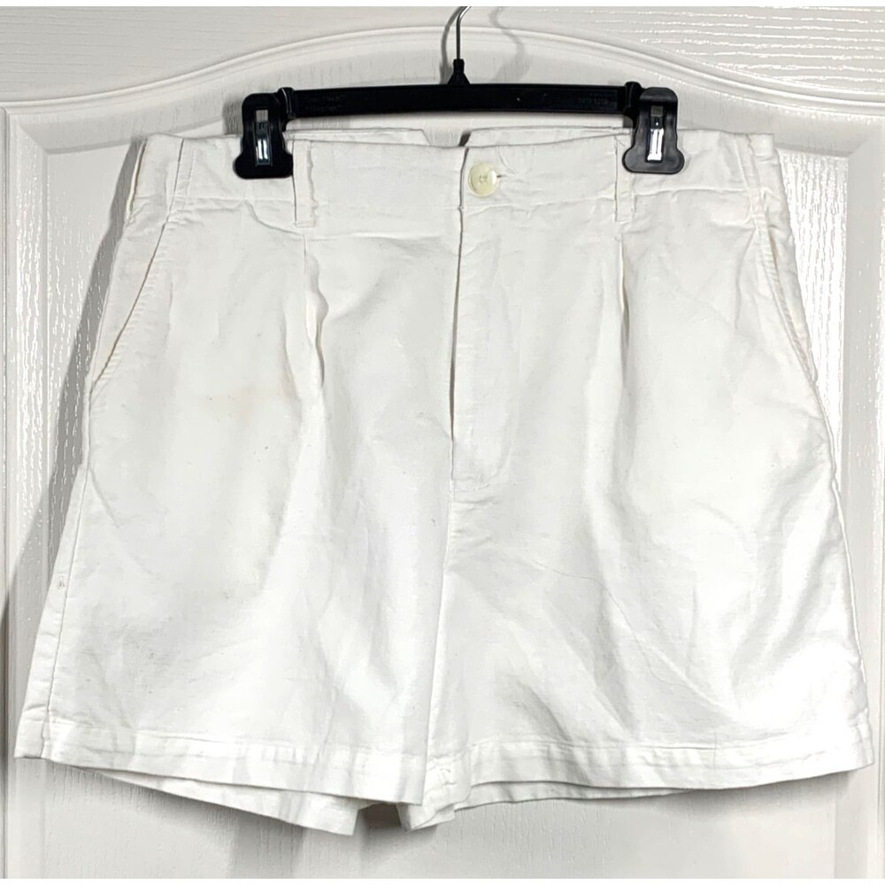 Alex Mill Boy Shorts Womens 12 White Linen Cotton Pleated High Rise 4" Inseam